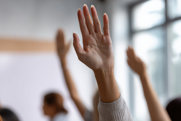 Hands raised voting